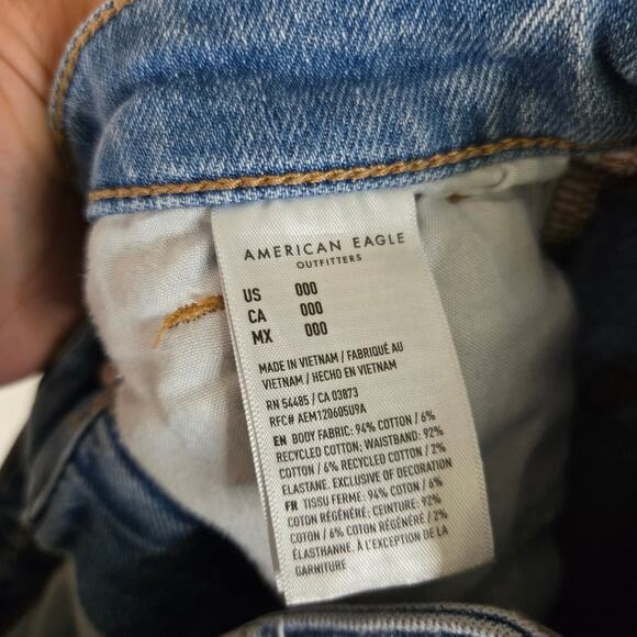 American Eagle 2 Piece Jeans Mom Shorts size 000 Distressed Womens 0690 - Picture 13 of 16
